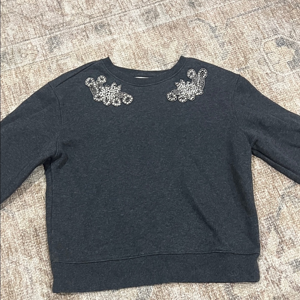 Express Charcoal Sweatshirt with Embellishments